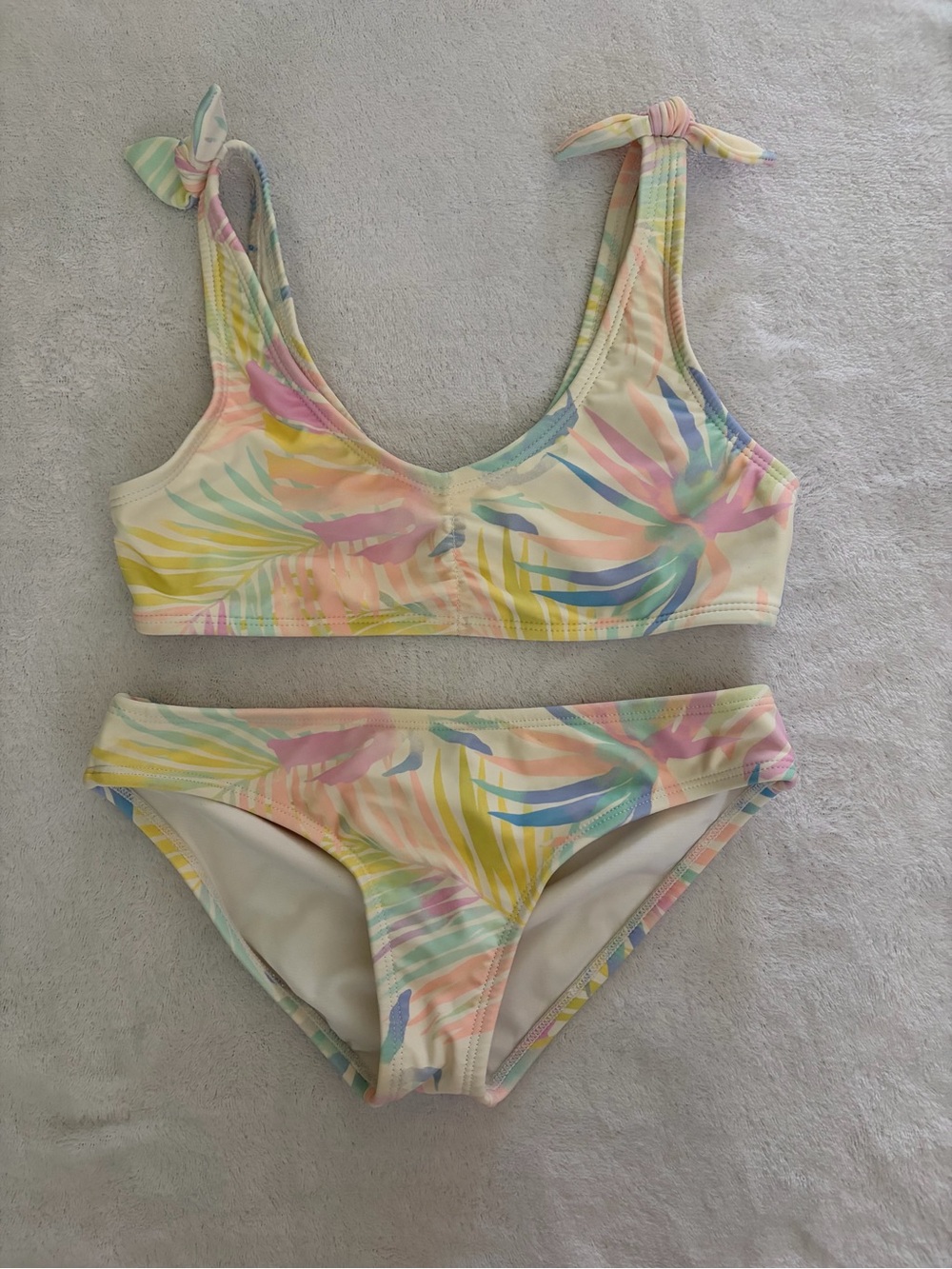 Raisins Girls Pastel Tropical Print Bikini - Pink, Yellow, Blue, Green Sz 8